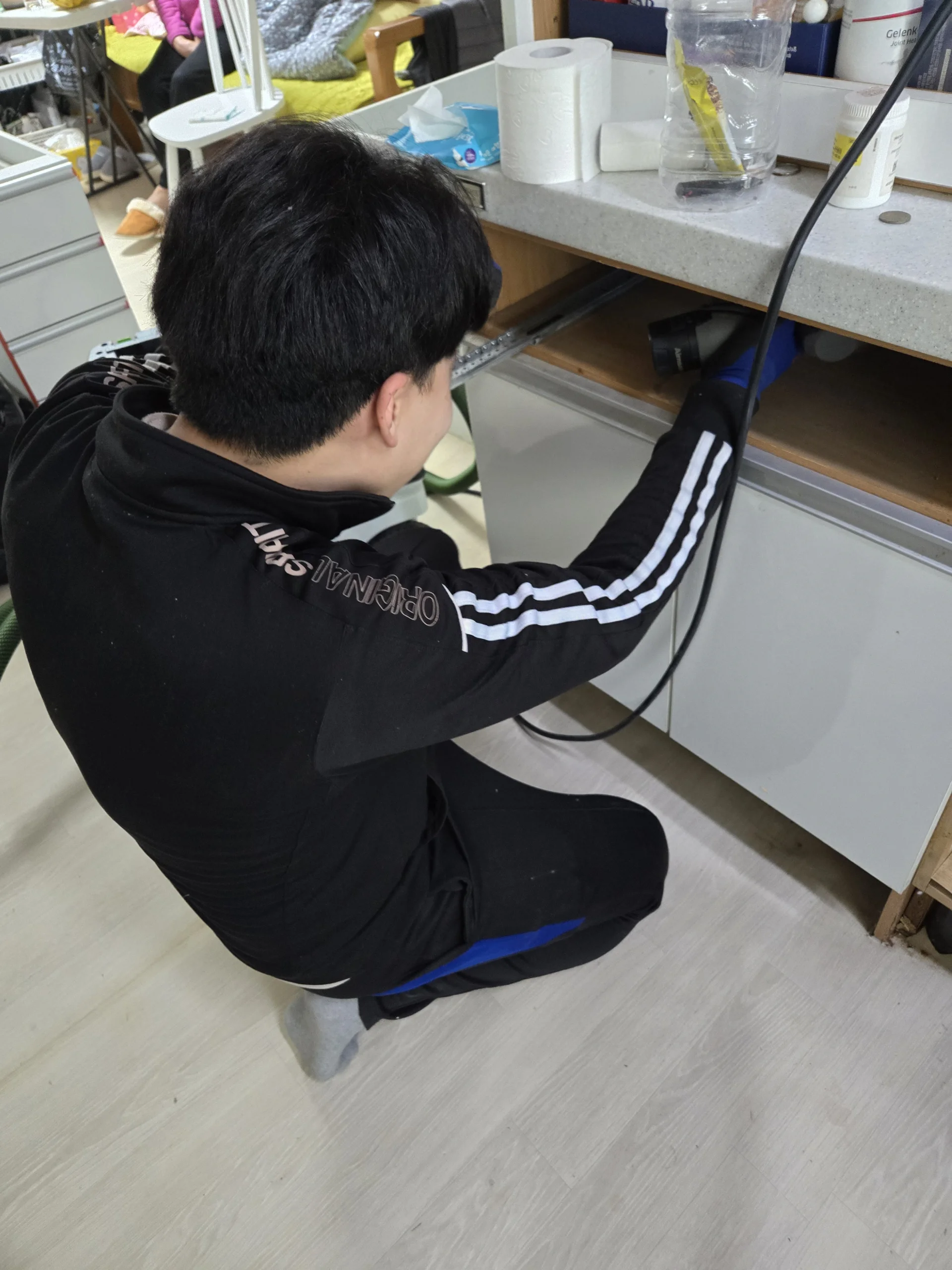싱크대 배수관 막힘 해결 실습 실습 사진